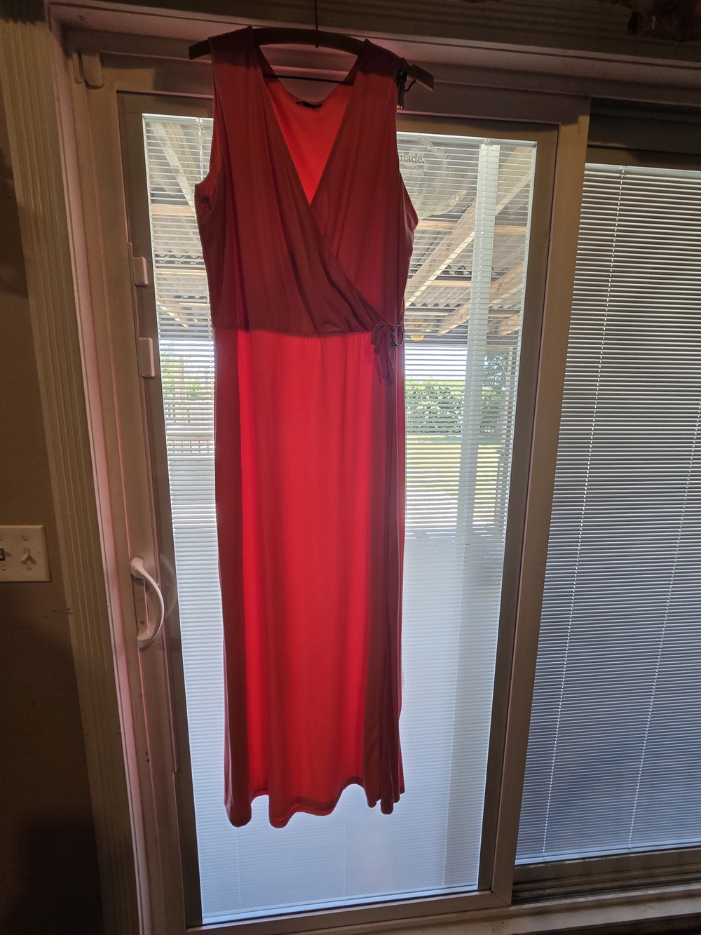 Sleeveless Coral Wrap Maxi Dress - Classic Women's Dress